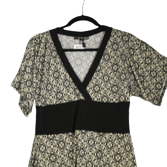 City Triangles Dress Womens Large Black Brown Contrast Sheath Shift Slinky - Picture 2 of 8